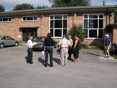  02. Tess, Louise, Brian, Clare, Sarah and Peter outside the church hall