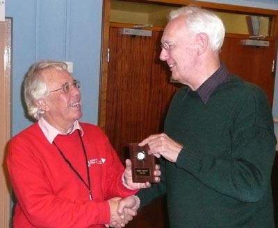 Laurie receiving the shield from Geoff