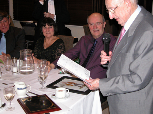  06. Bernard with his acceptance 'speech' for his birthday card, plaque and picture