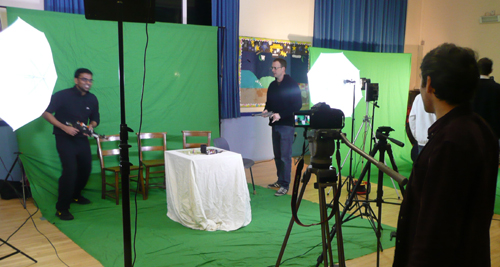 Two Green screen setups for Lawrie's script