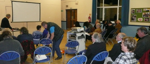 Brian preparing for his talk after tea