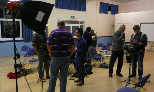 Various students in the tea break during the practical lighting session