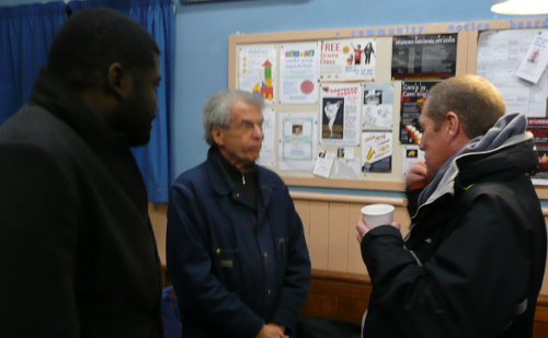 Harley Cokeliss talking to members during the tea break