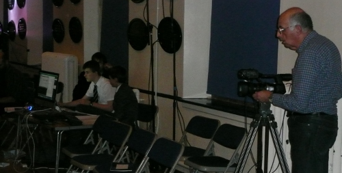 David preparing to film Reading School Year 7 concert