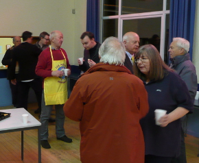 Various members enjoyng the conventional tea break