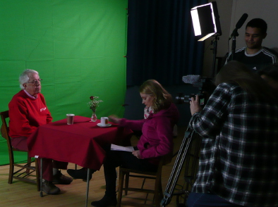 Lauurie, Nichola, Karen and Eric in aniother green screen scene