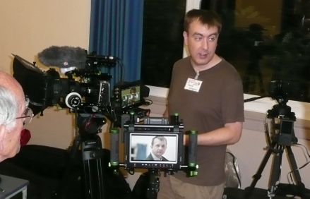 Dave with his array of field monitors and his main camera