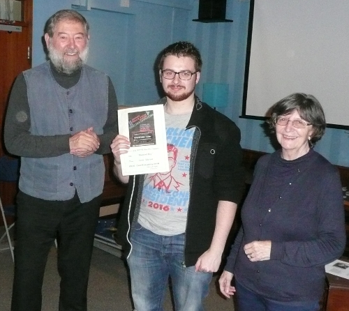 Leon with Dave and Jan and his certificate for winning the  60 second Diamond Challenge