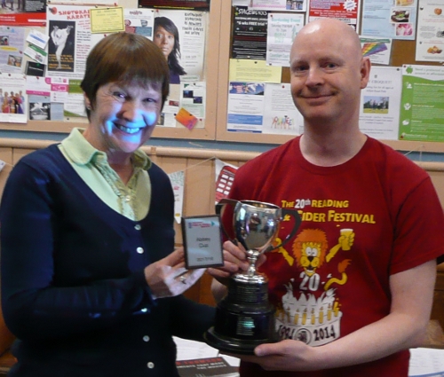 Anne presents Oli with the Abbey Cup