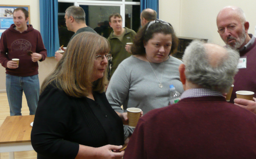 Rebecca talking to Karen, Jonathan and Pete in tea break