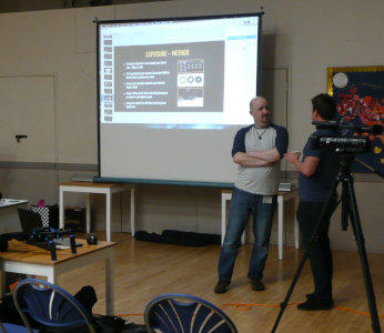 Dan with a student during the tea break after his presentation