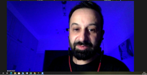 Adrian Musto talking on Zoom