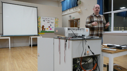 Dan talking about 48 hr competitions in the large hall with the old projector and screen